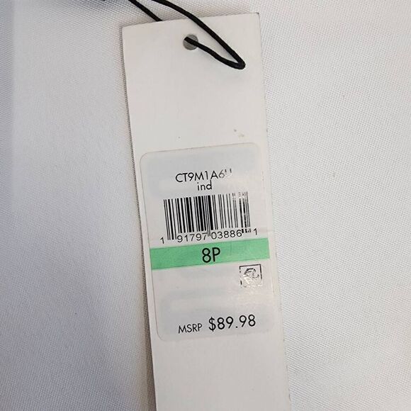 Calvin Klein Size 8 Petite Navy Blue Pleated Fit a Flare Dress S3 NWT - Picture 6 of 7